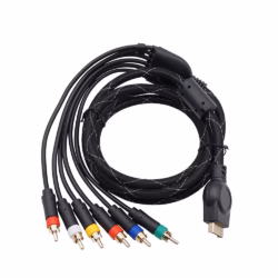 Bitfunx Komponentenkabel 1,8m Premium für Sony PlayStation 2 & 3 - YPbPr AV Kabel schwarz